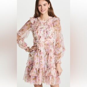 Needle & thread darling meadow ruffle mini dress Size 4